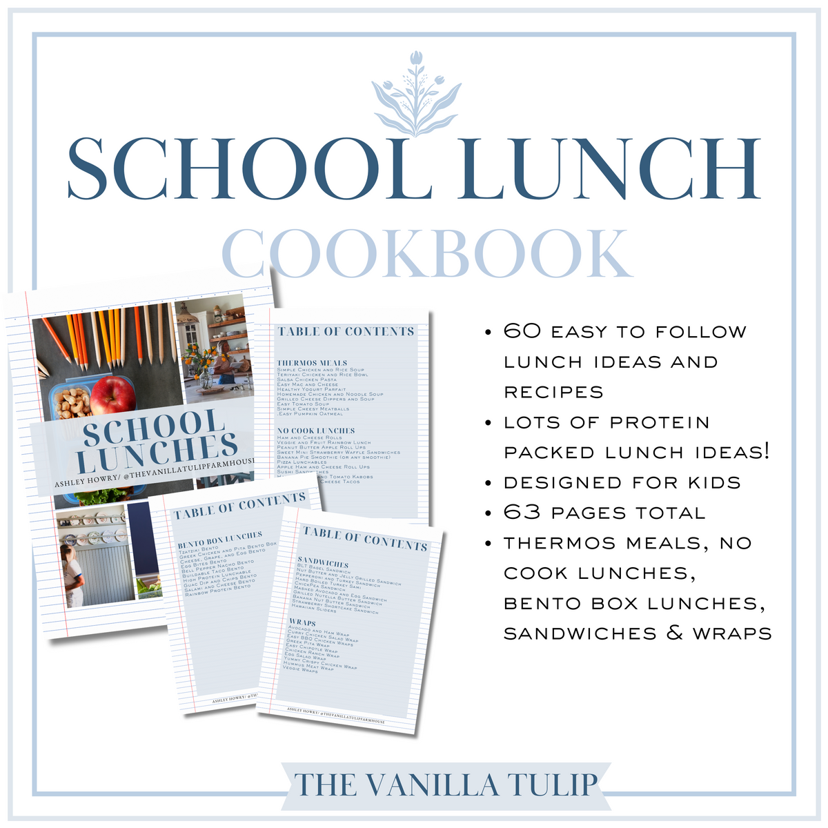 Lunch Cookbook (DIGITAL) School Lunch Cookbook – The Vanilla Tulip Store